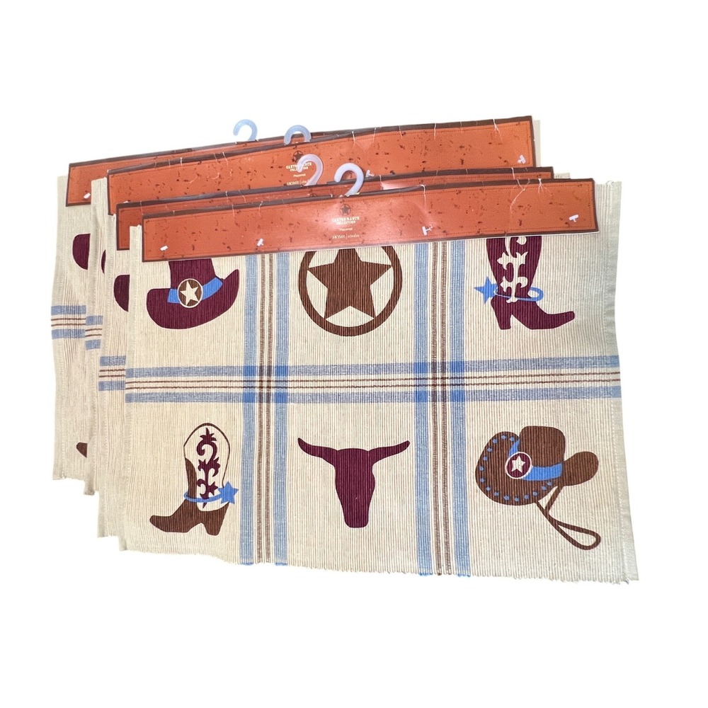 New Home Studio Cactus‎ Ranch Collection Western Cotton Placemats Set of 4 Tan